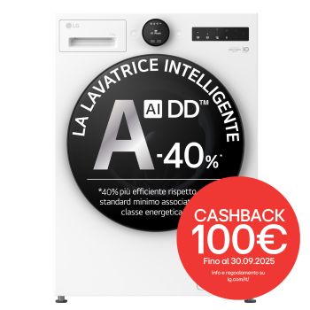 Immagine frontale della lavatrice LG F4X70011TWB serie X7 classe A-40%